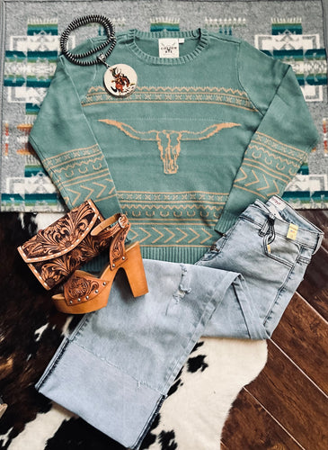 Longhorn cotton and rye sweater