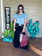 Western short sleeve denim top
