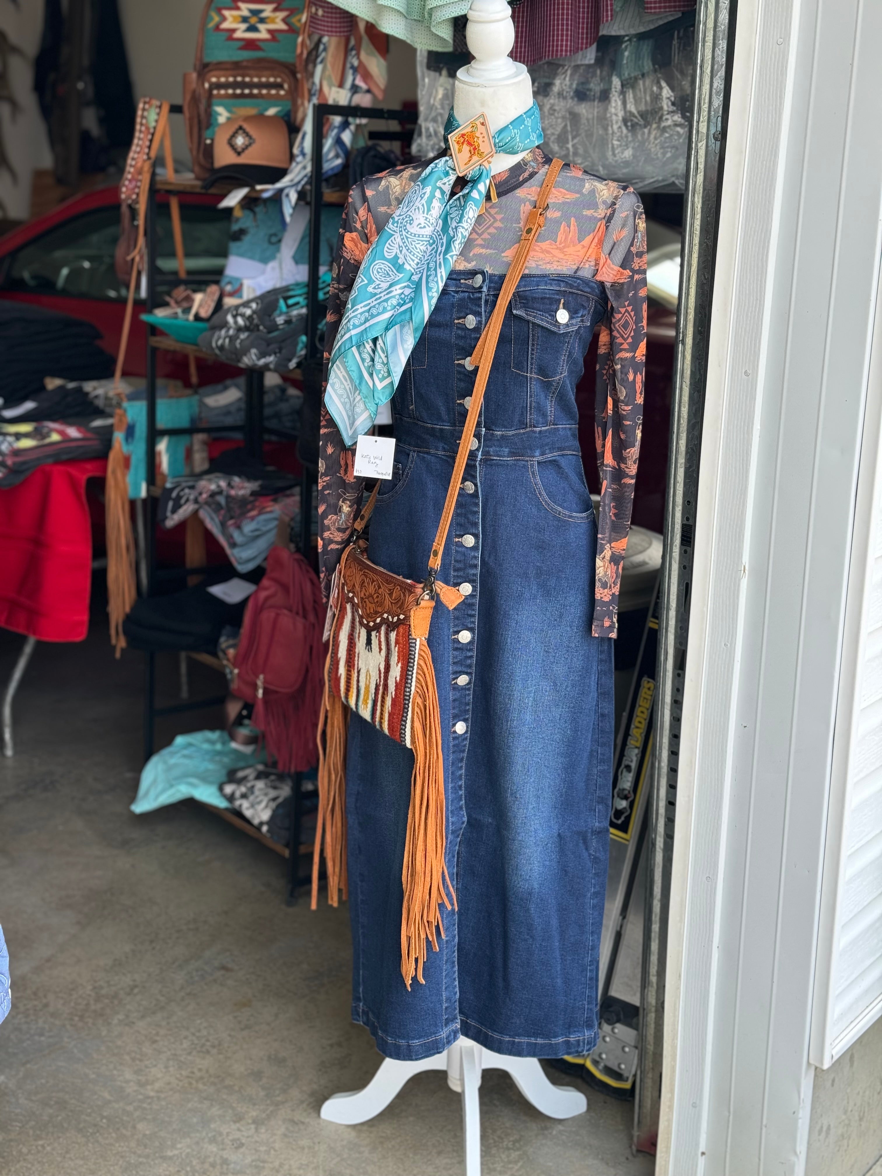 Strapless dark denim button up dress Strapless dark denim button up dress