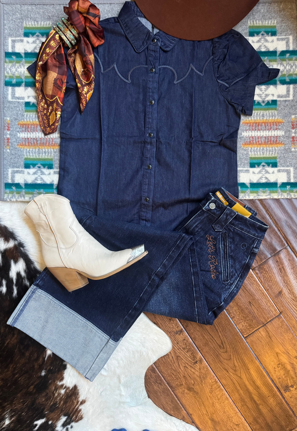 Denim western women’s tops 