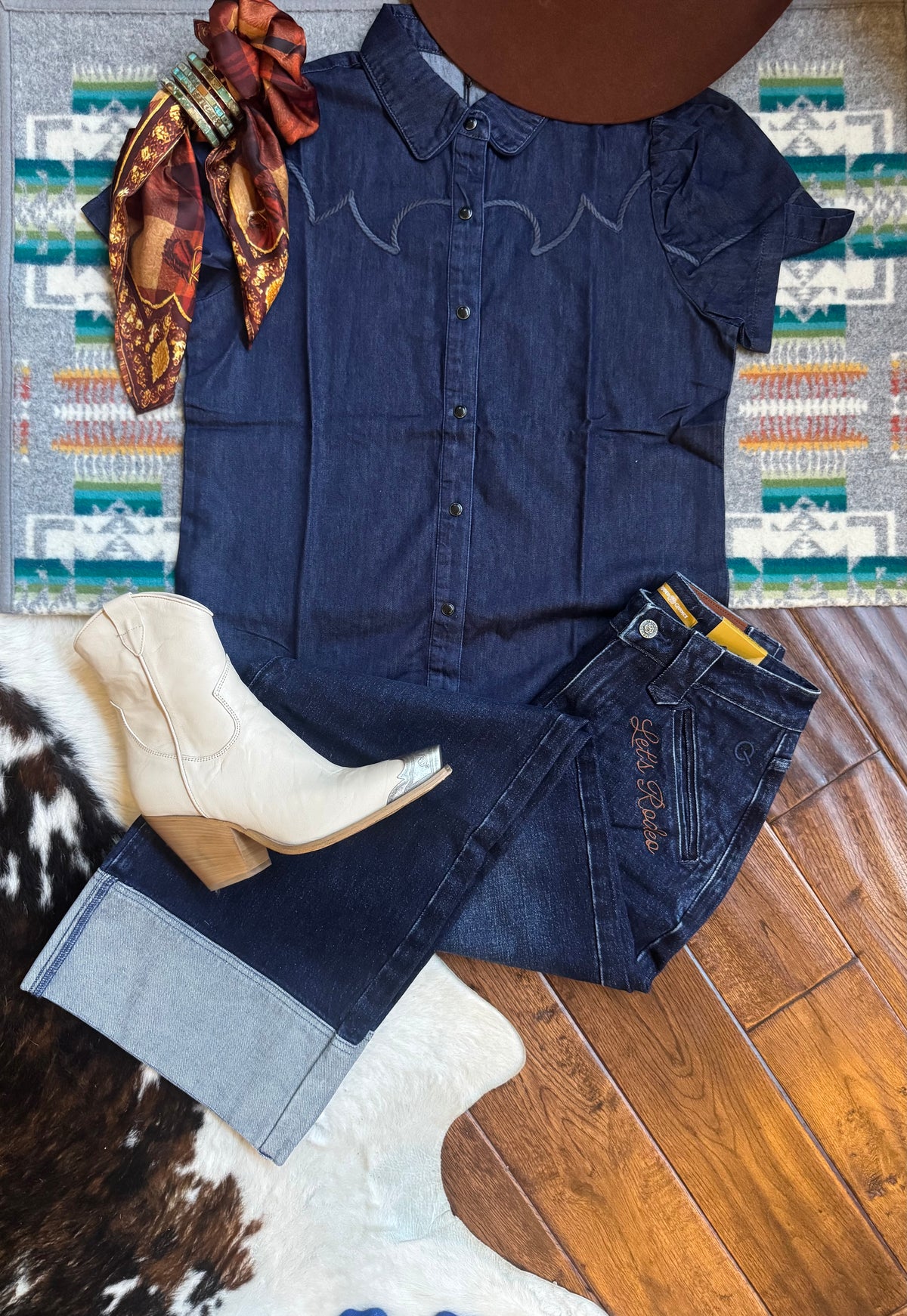 Denim western women’s tops 