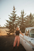 Pink barrel jeans for women