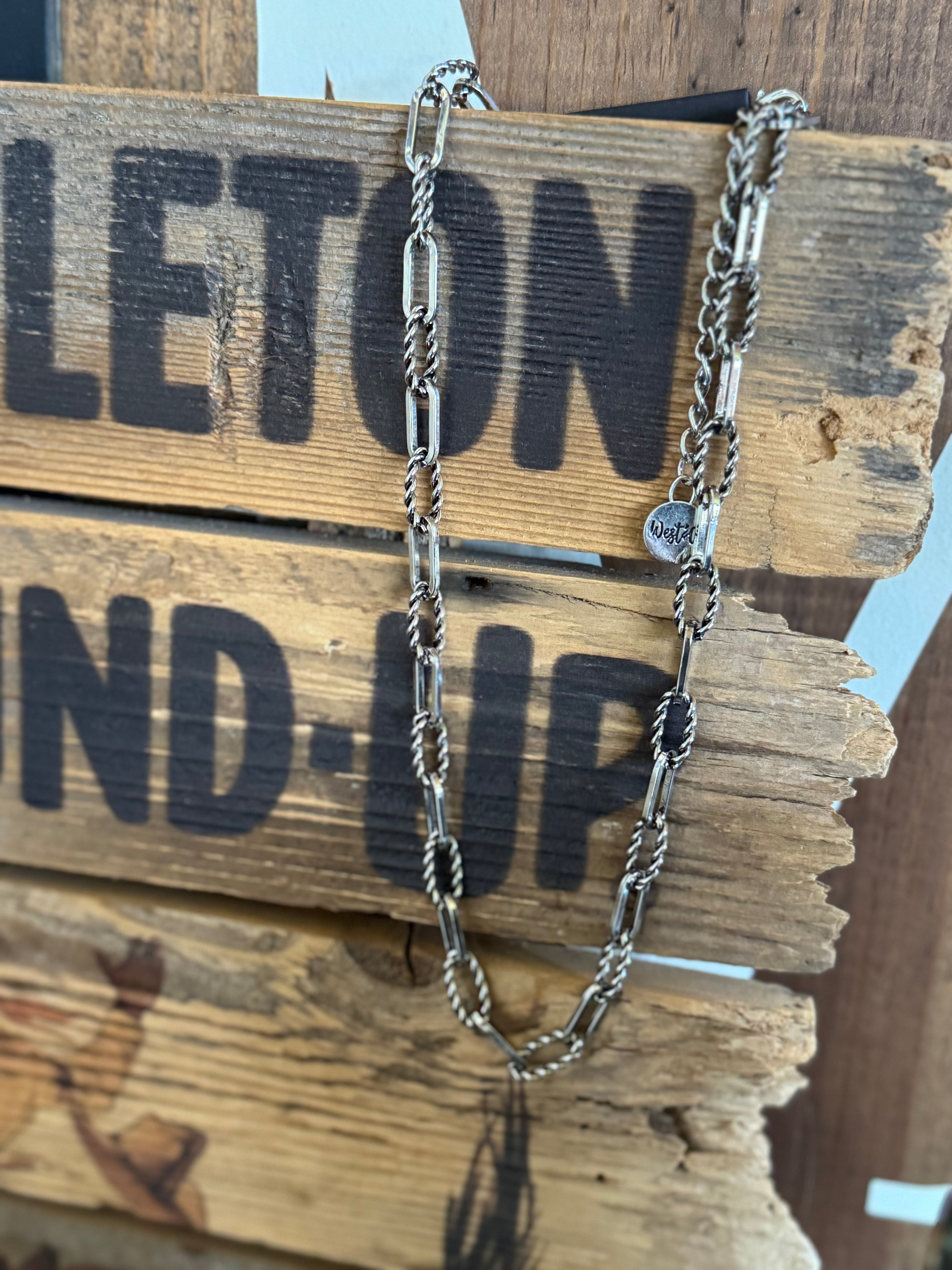 18K white gold necklace chain link 