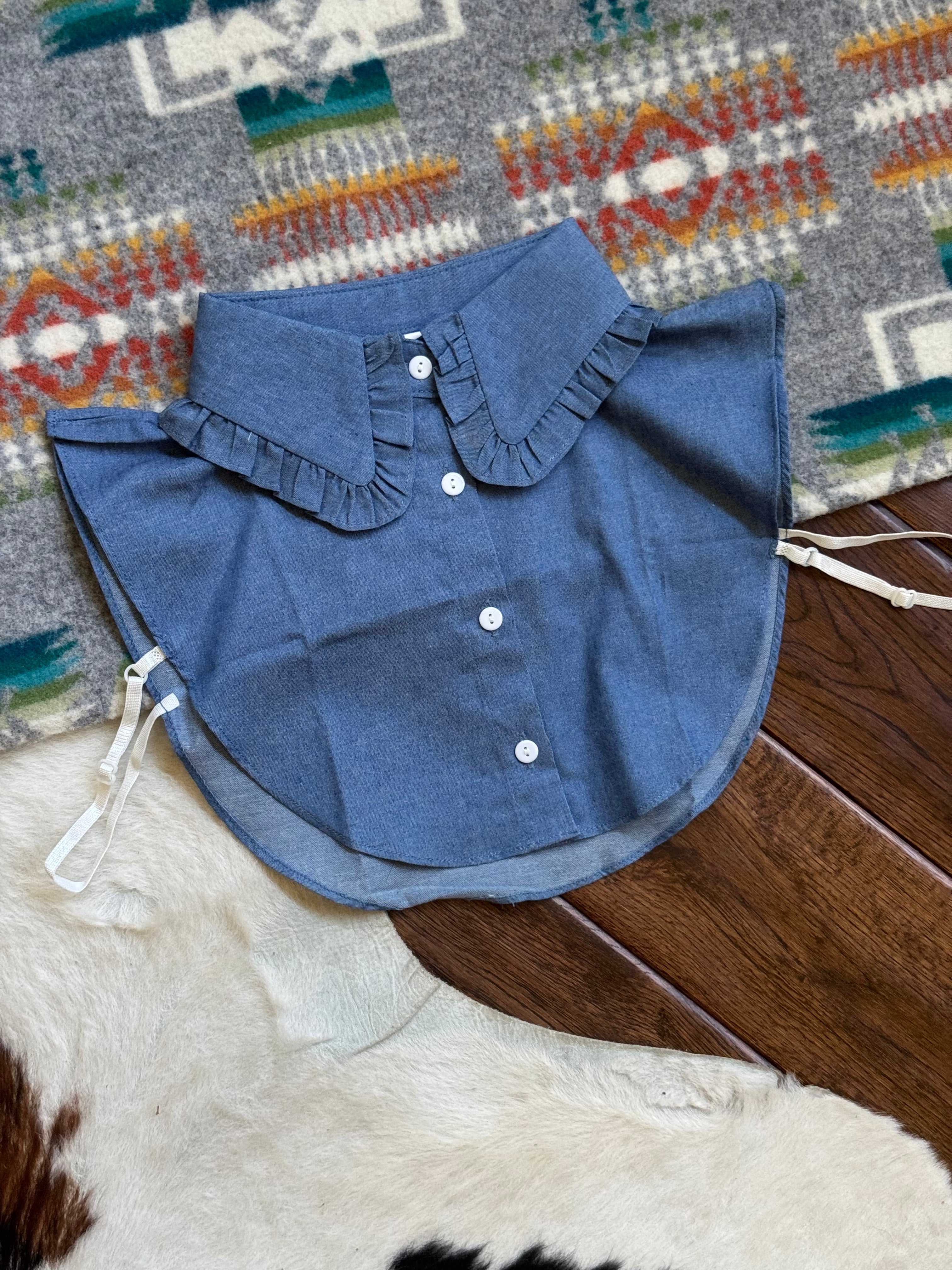 Denim ruffle collar/dickie for under sweatshirts 