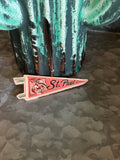 Rodeo pennant flag leather pin 