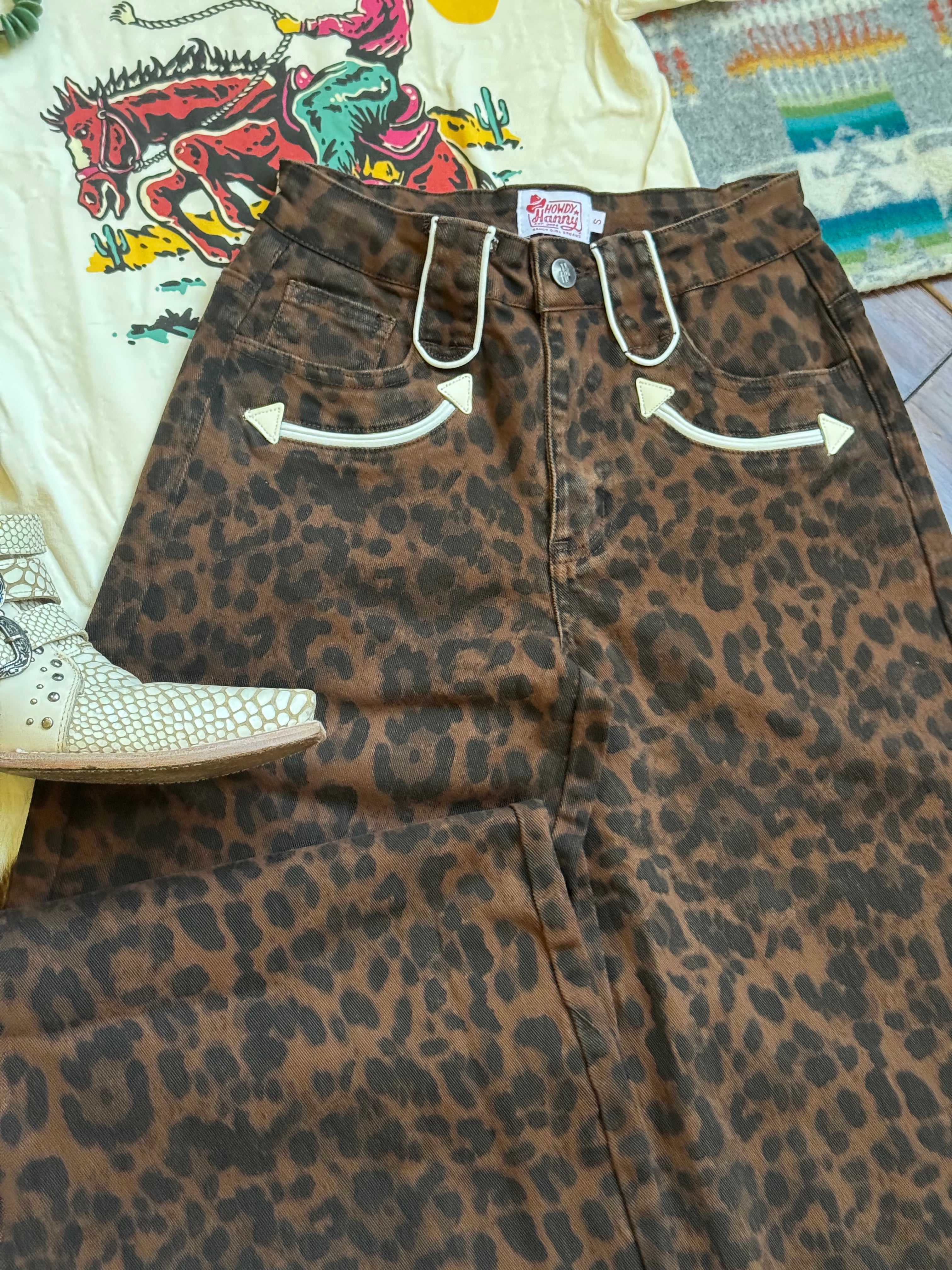 Howdy Hanny leopard wide leg smiley pant 