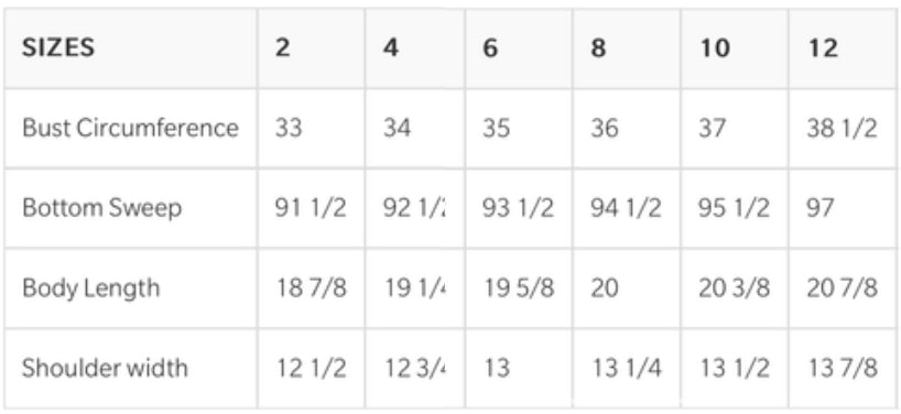 Spur of valor dress measurements 