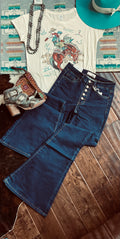 dark wask flare jean womens