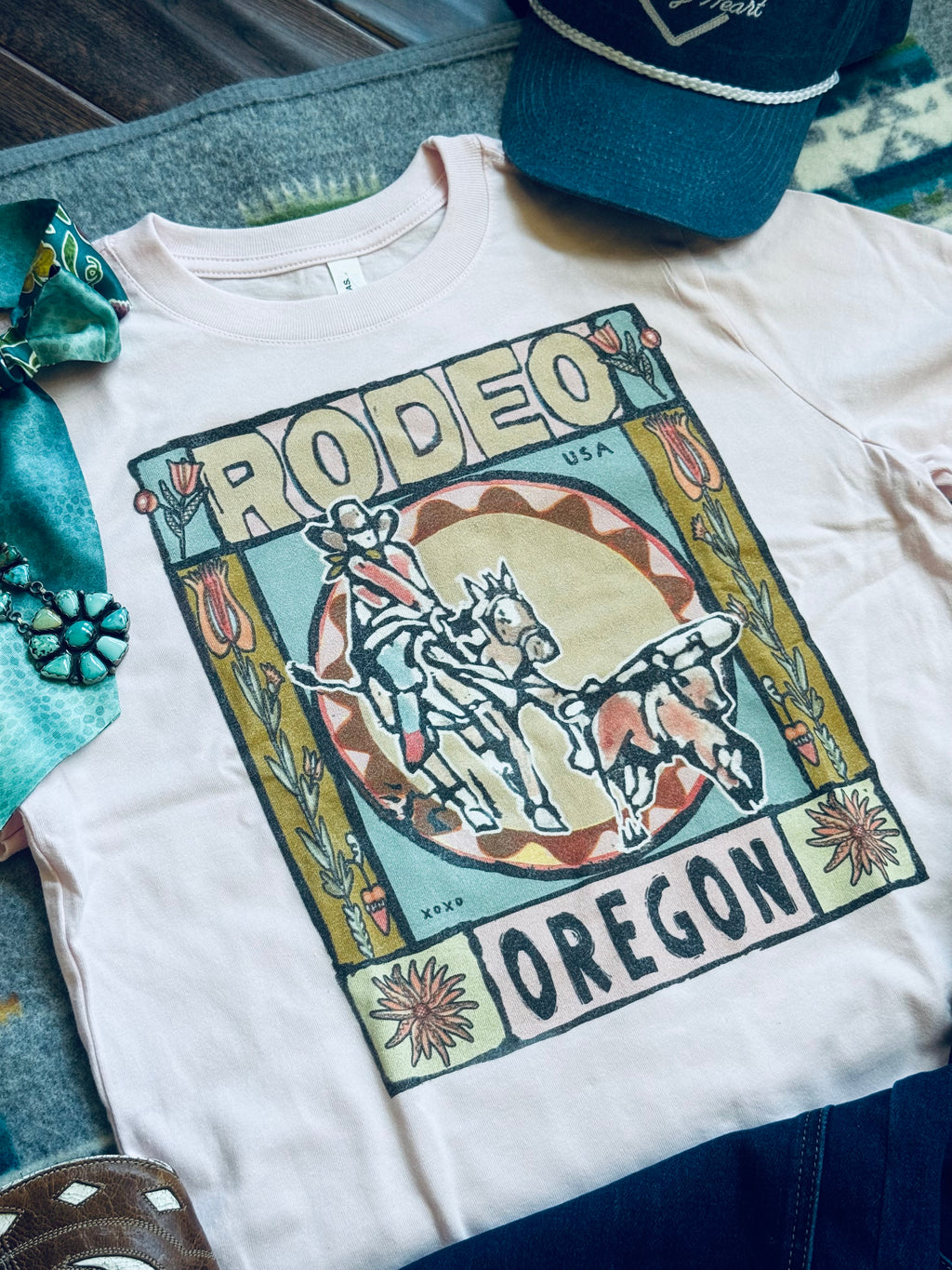 Pink breakaway roping graphic tee 