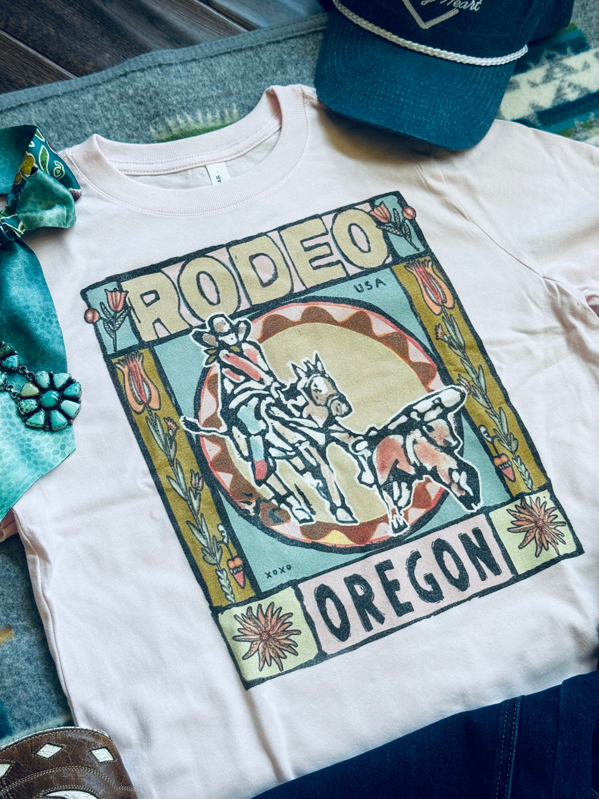 Pink breakaway roping graphic tee 