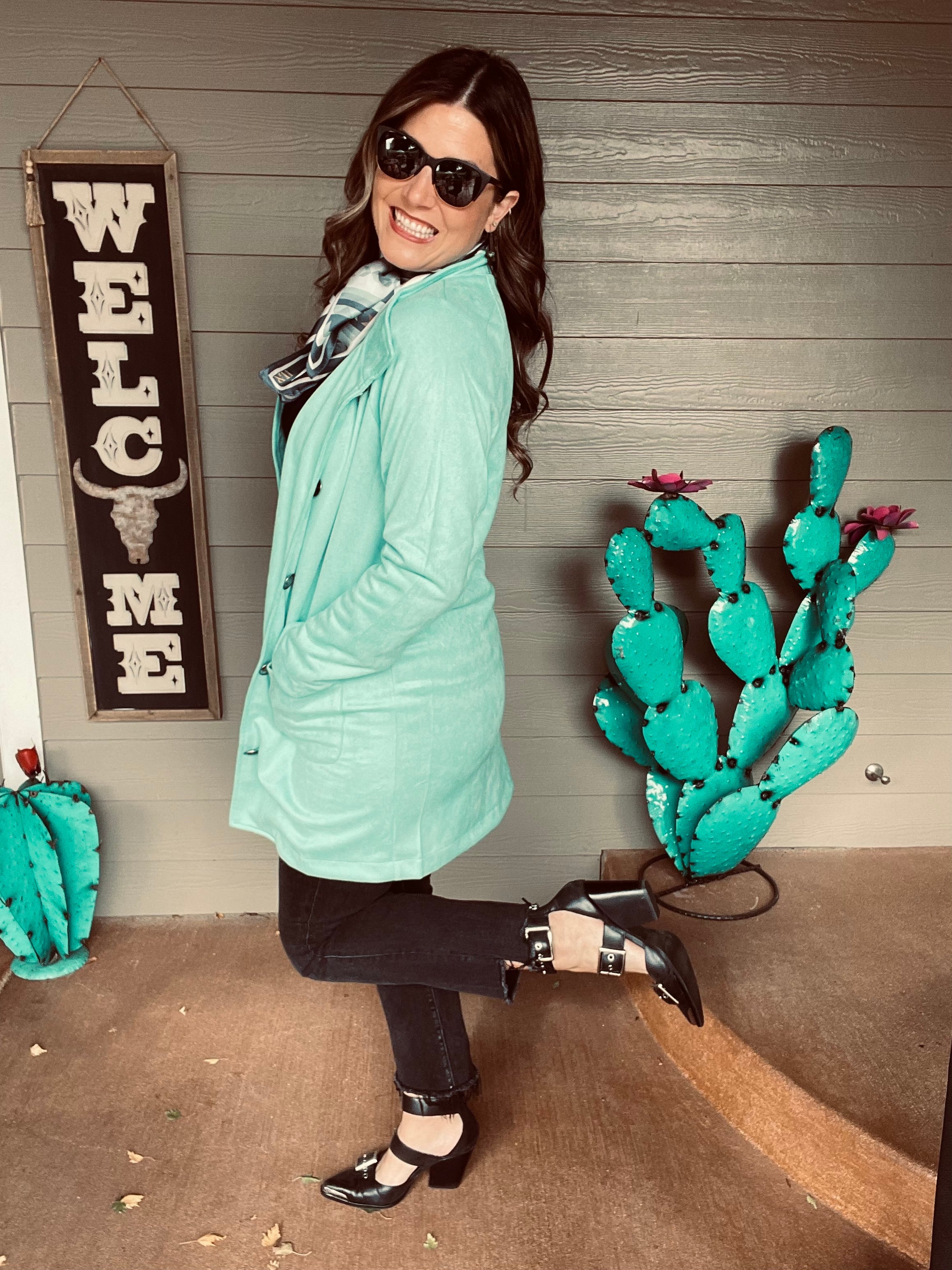 turquoise blazer