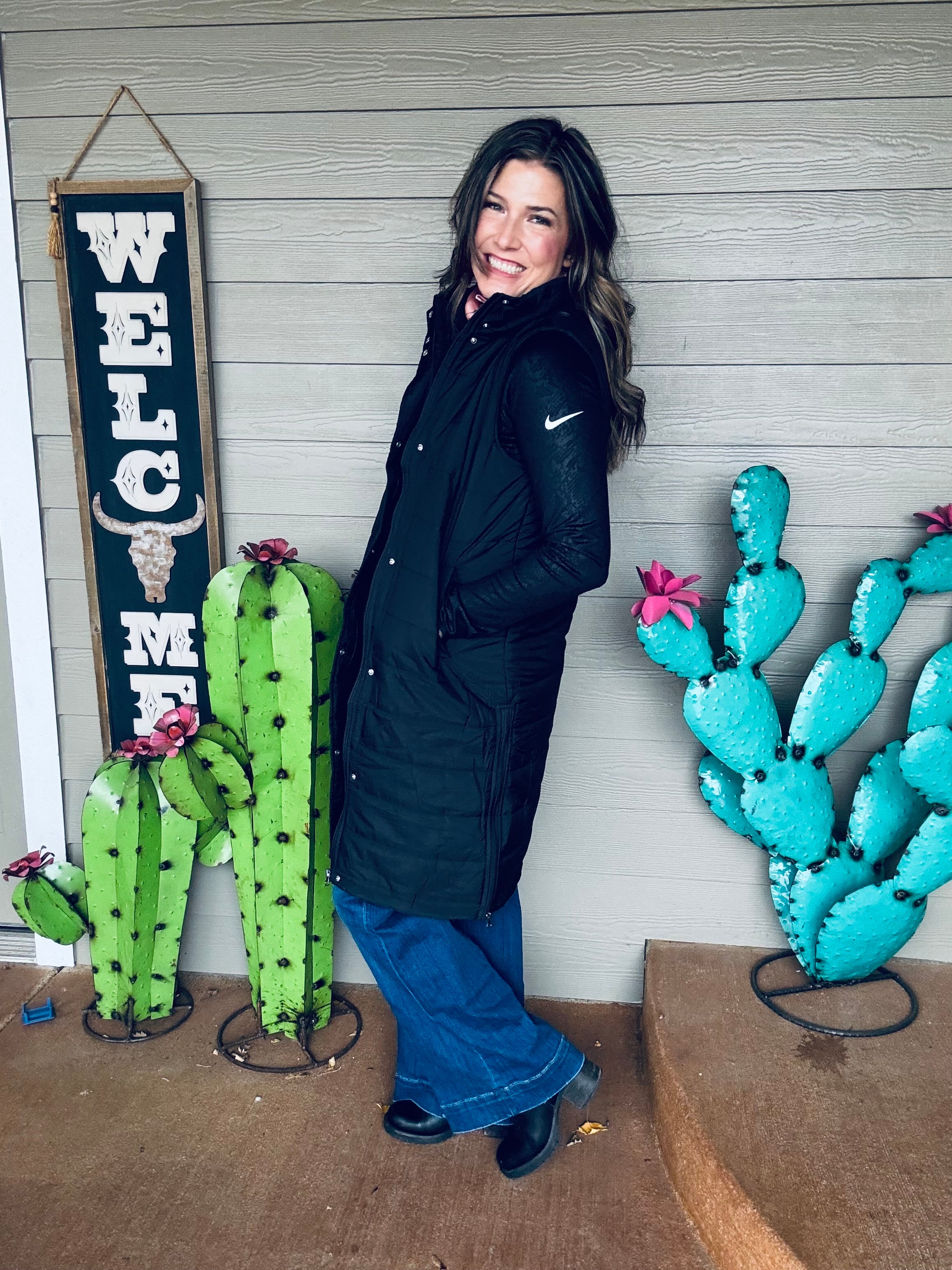 Long puffer vest for women 