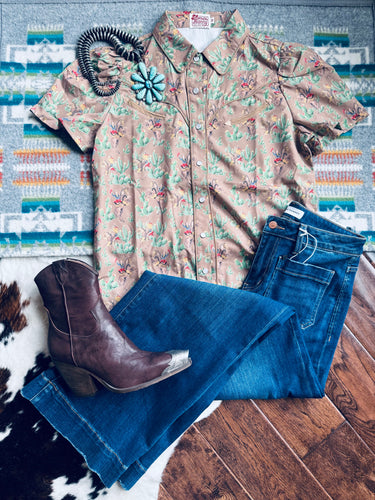 Howdy Hanny smiley pocket shirt, retro western 