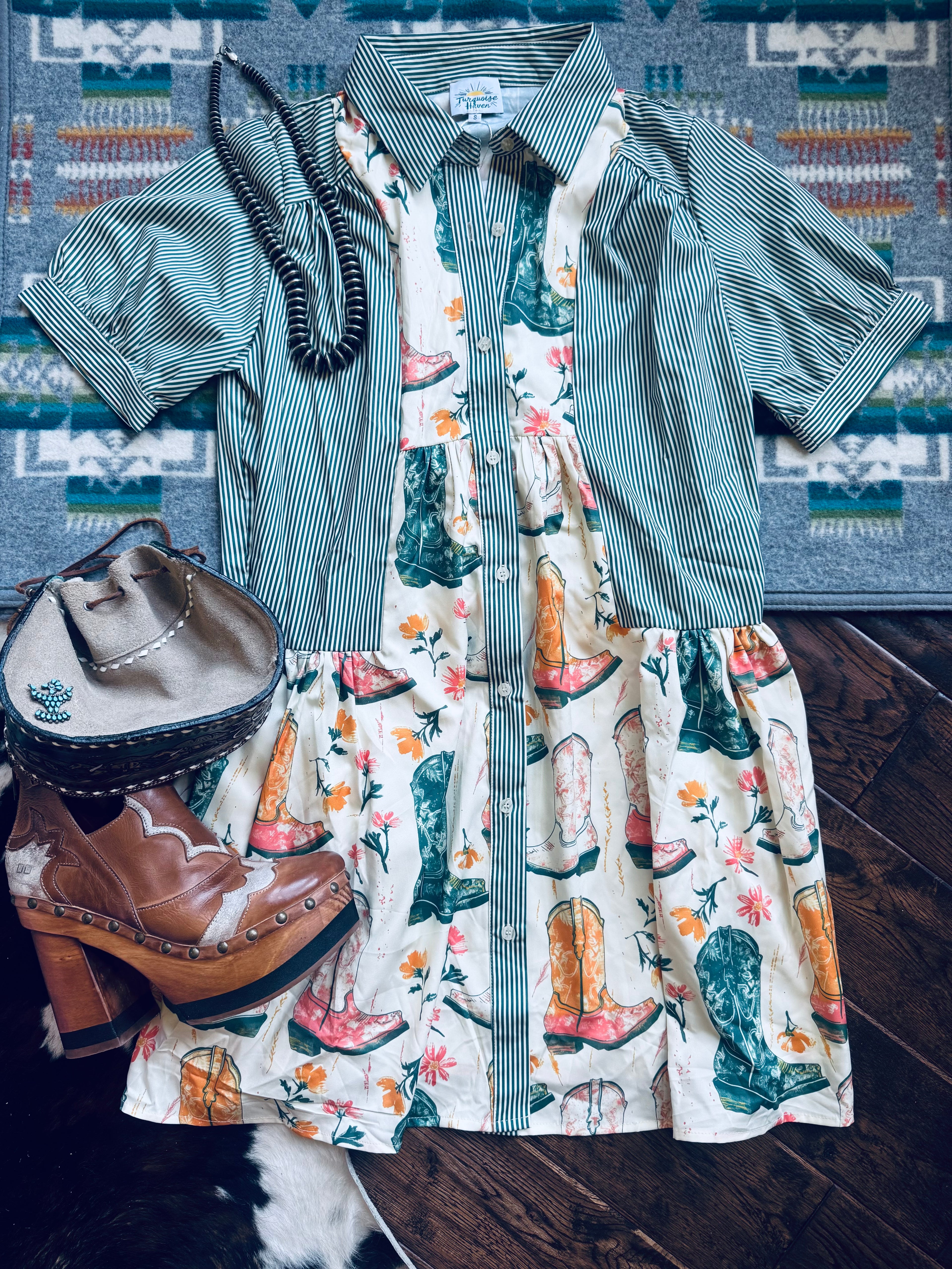 Turquoise haven boot dress