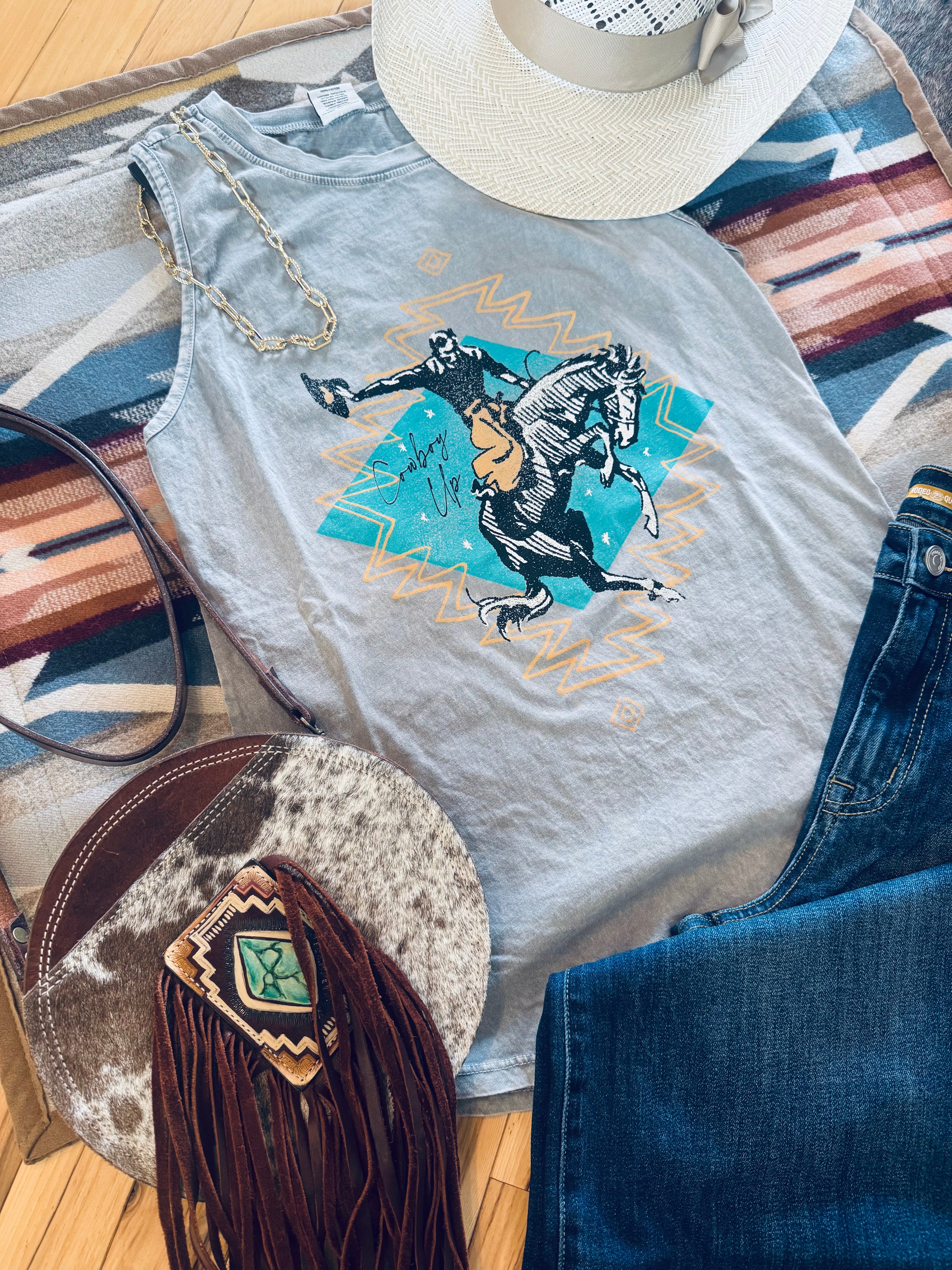 Western graphic cowboy tank 