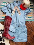 Denim chambray shorts