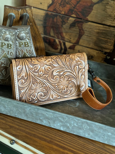 Tooled zipper wallet