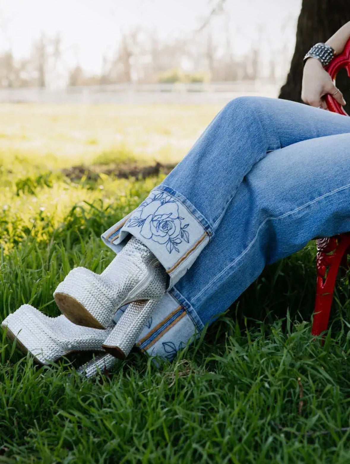 Rowdy rose cuff jeans rodeo quincy