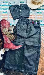 Coated pleather skirt