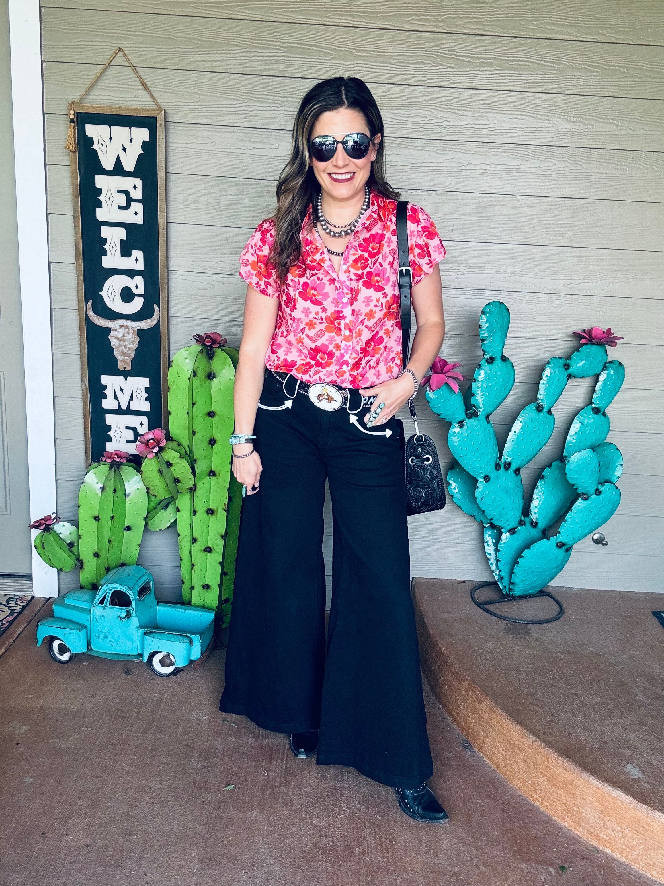 Turquoise haven flutter sleeve top