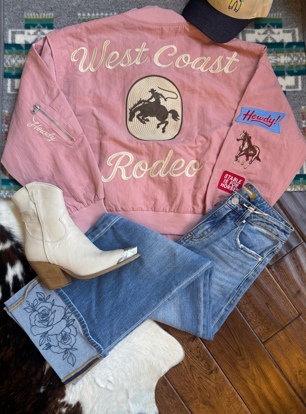 Pink west coast rodeo bomber jacket 