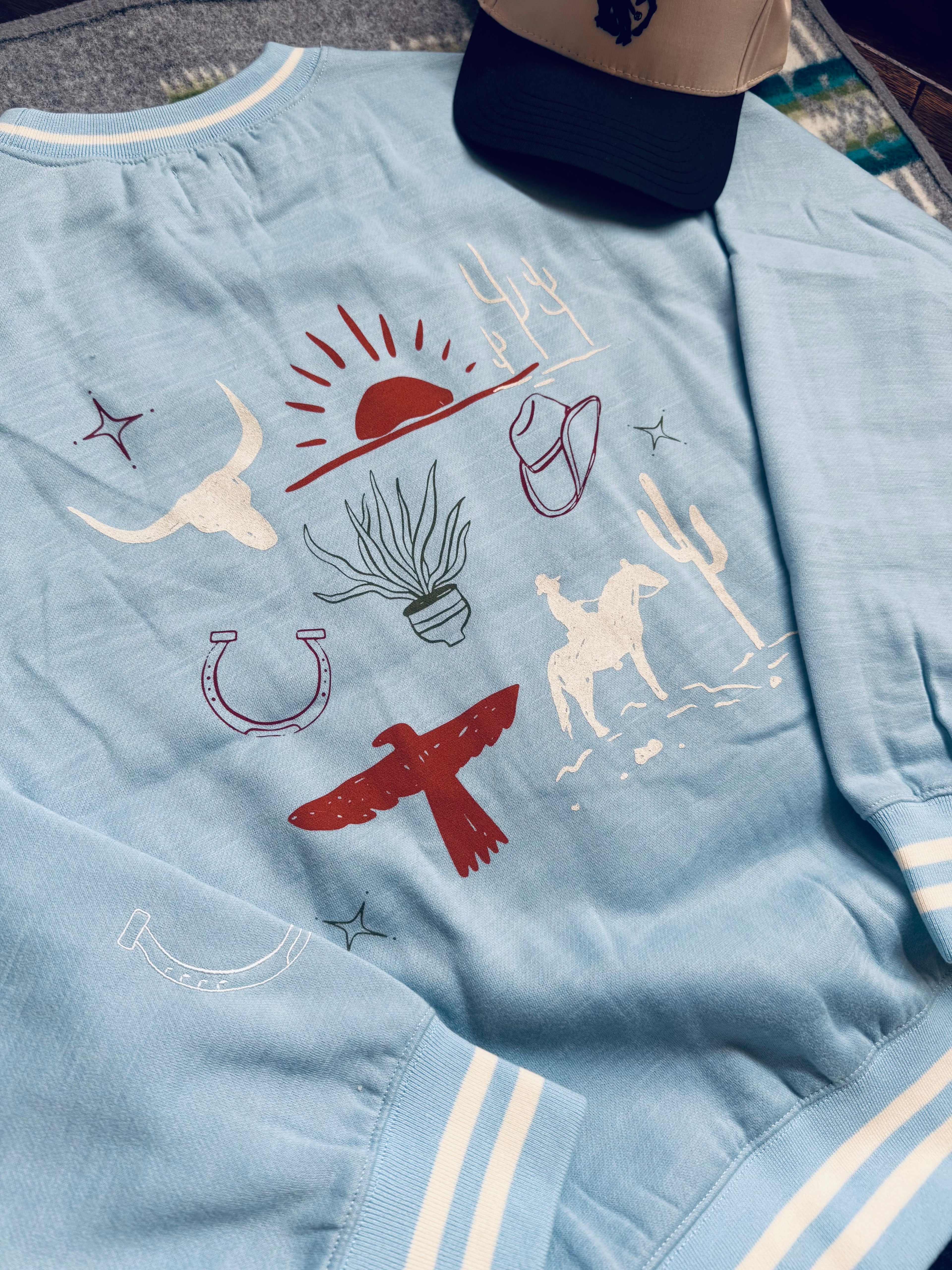 Rodeo fashion varsity style sweatshirt 