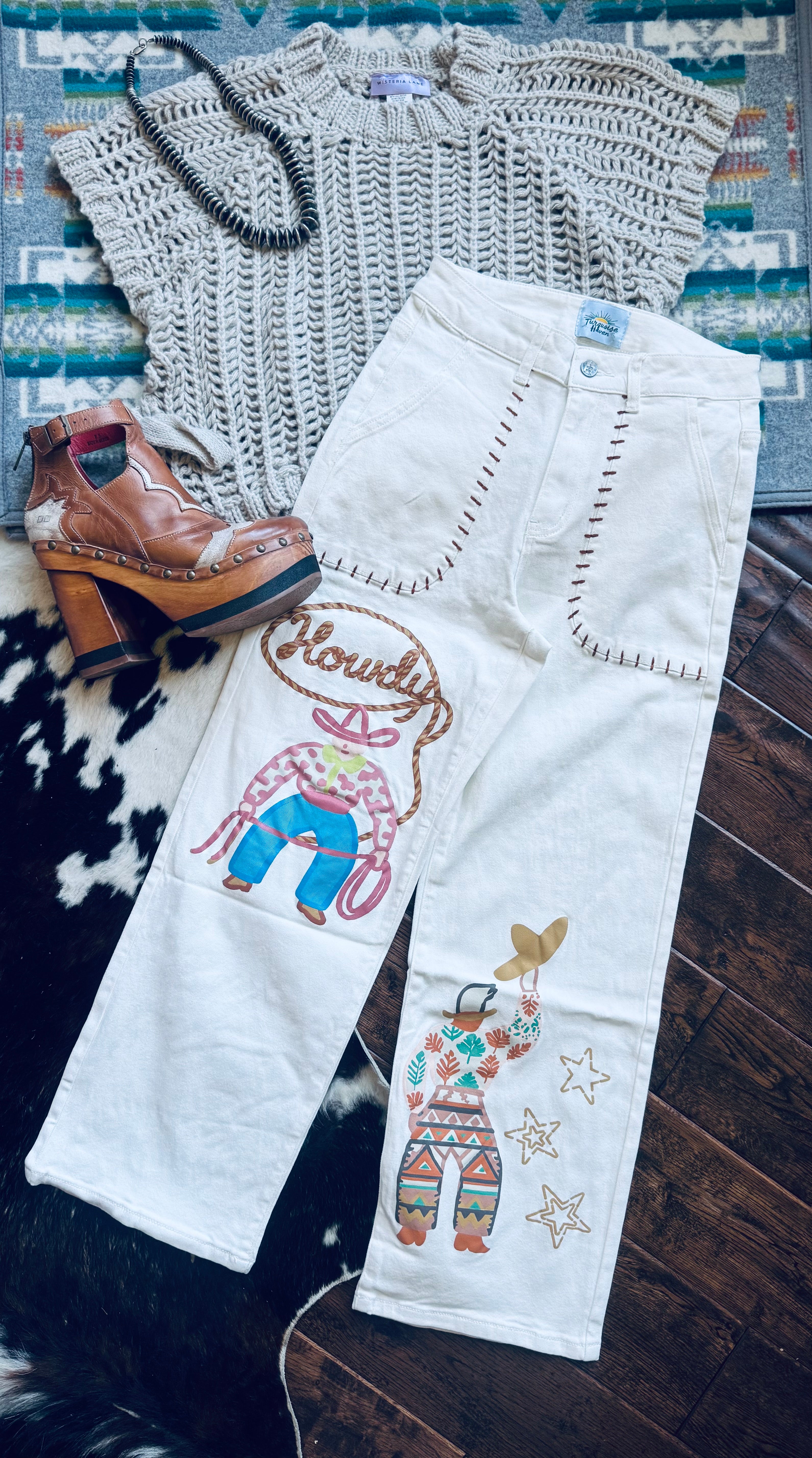 Western graphic jeans 