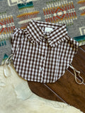Brown and white gingham dicky or collar 