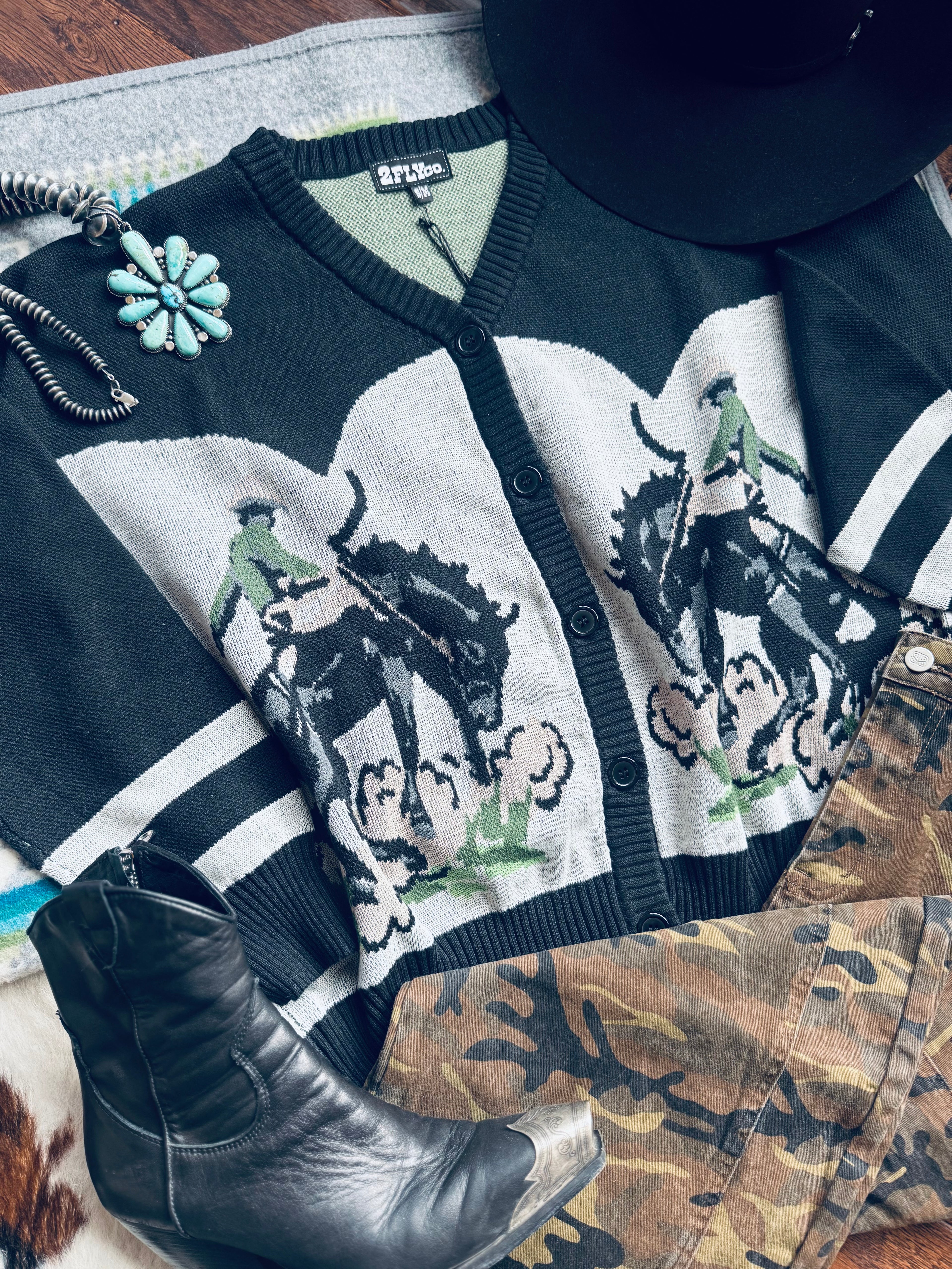 Bucking horse cardigan