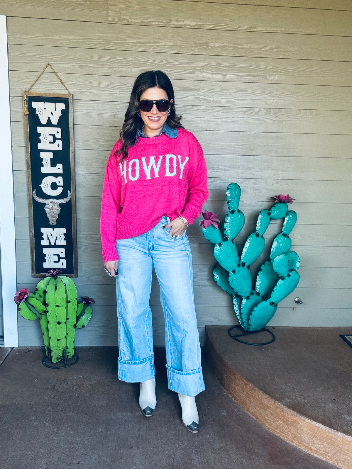 Pink western sweaters 