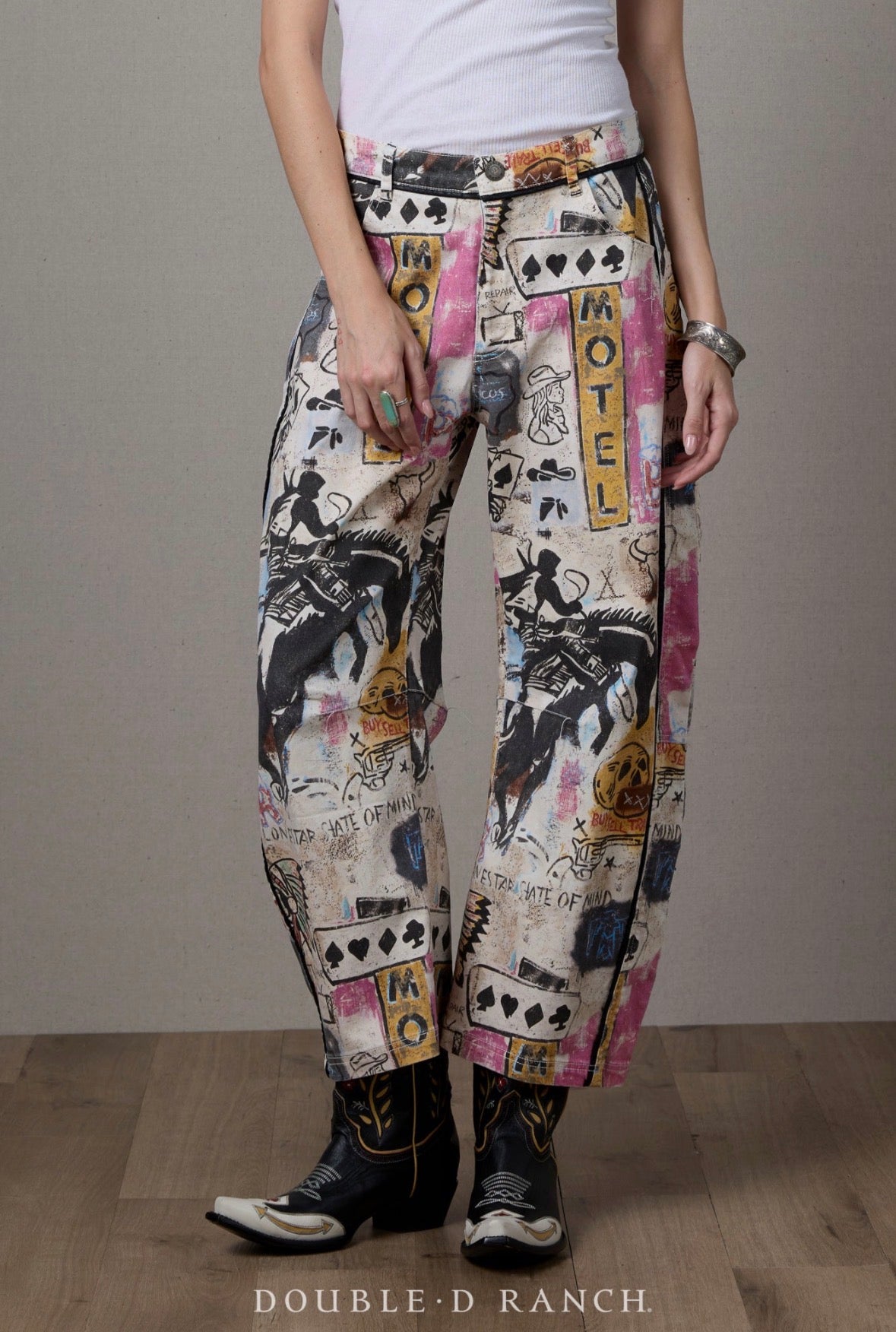 Double d ranch cowboy graffiti barrel jean