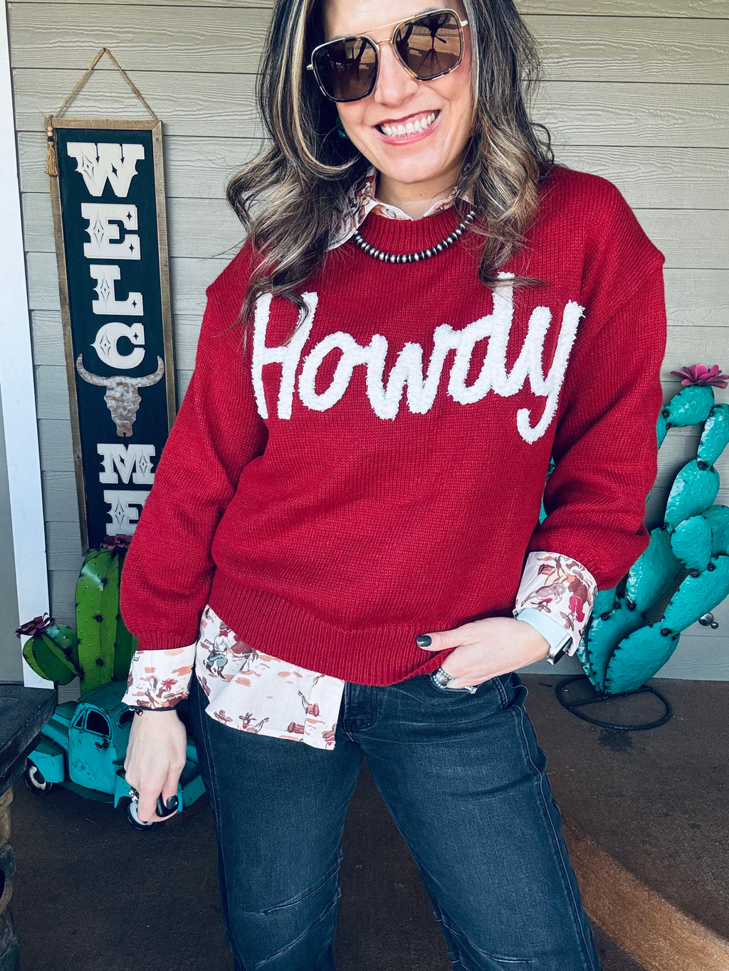 Turquoise haven howdy sweater