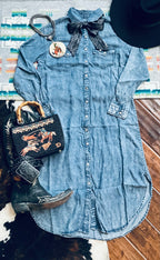 Denim midi dress
