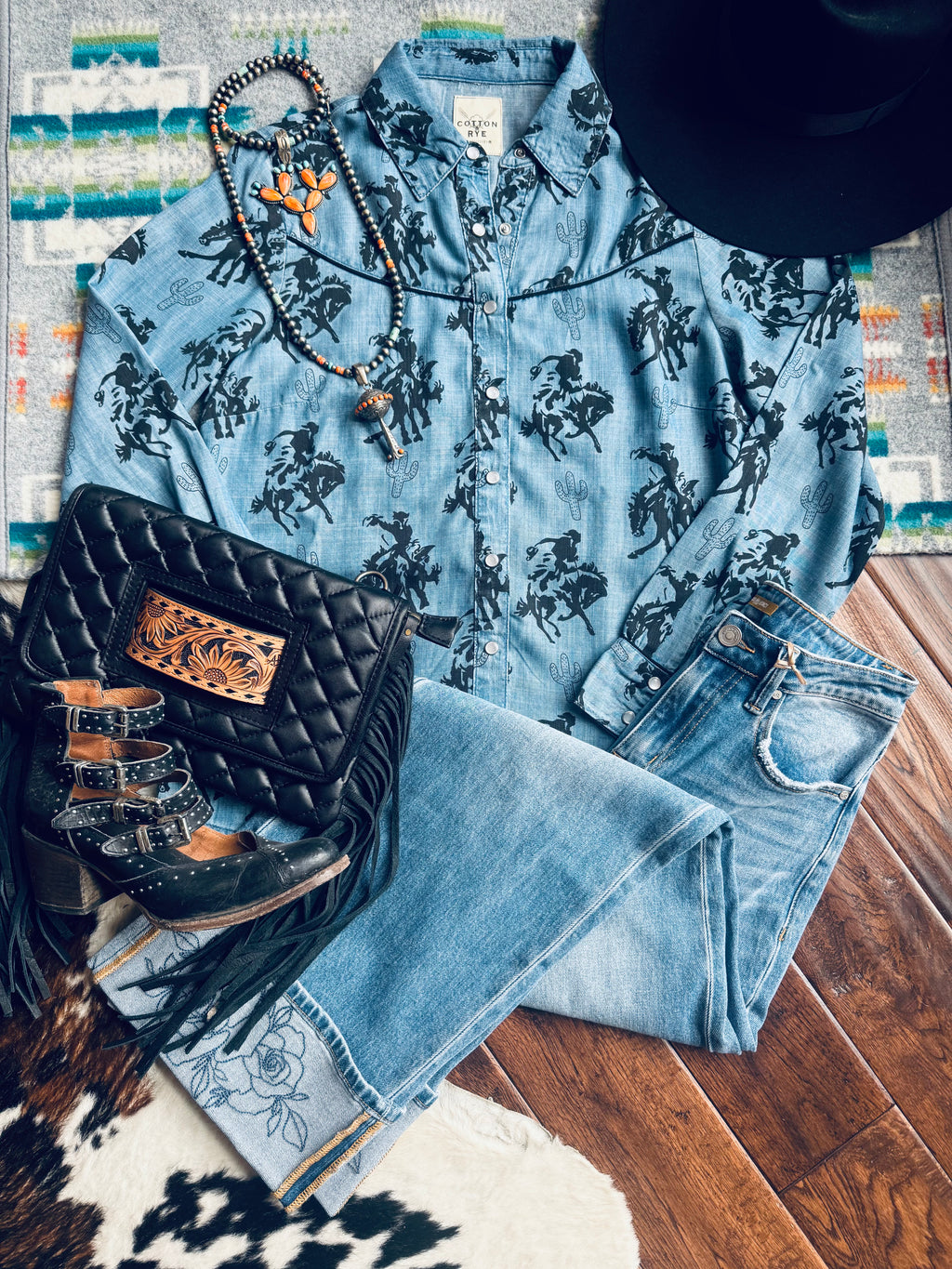 Western denim tops 