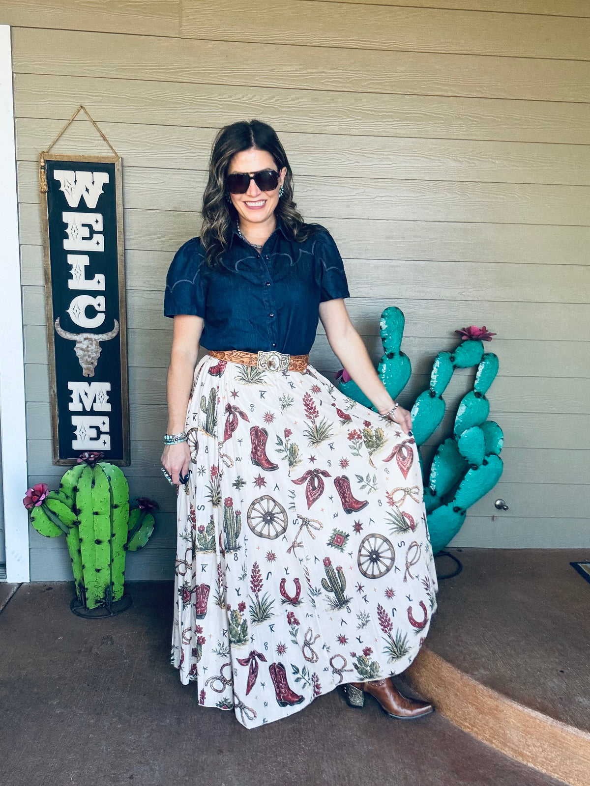 Western print skirt 