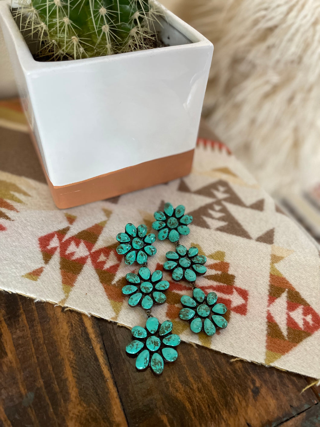 turquoise cluster earrings 