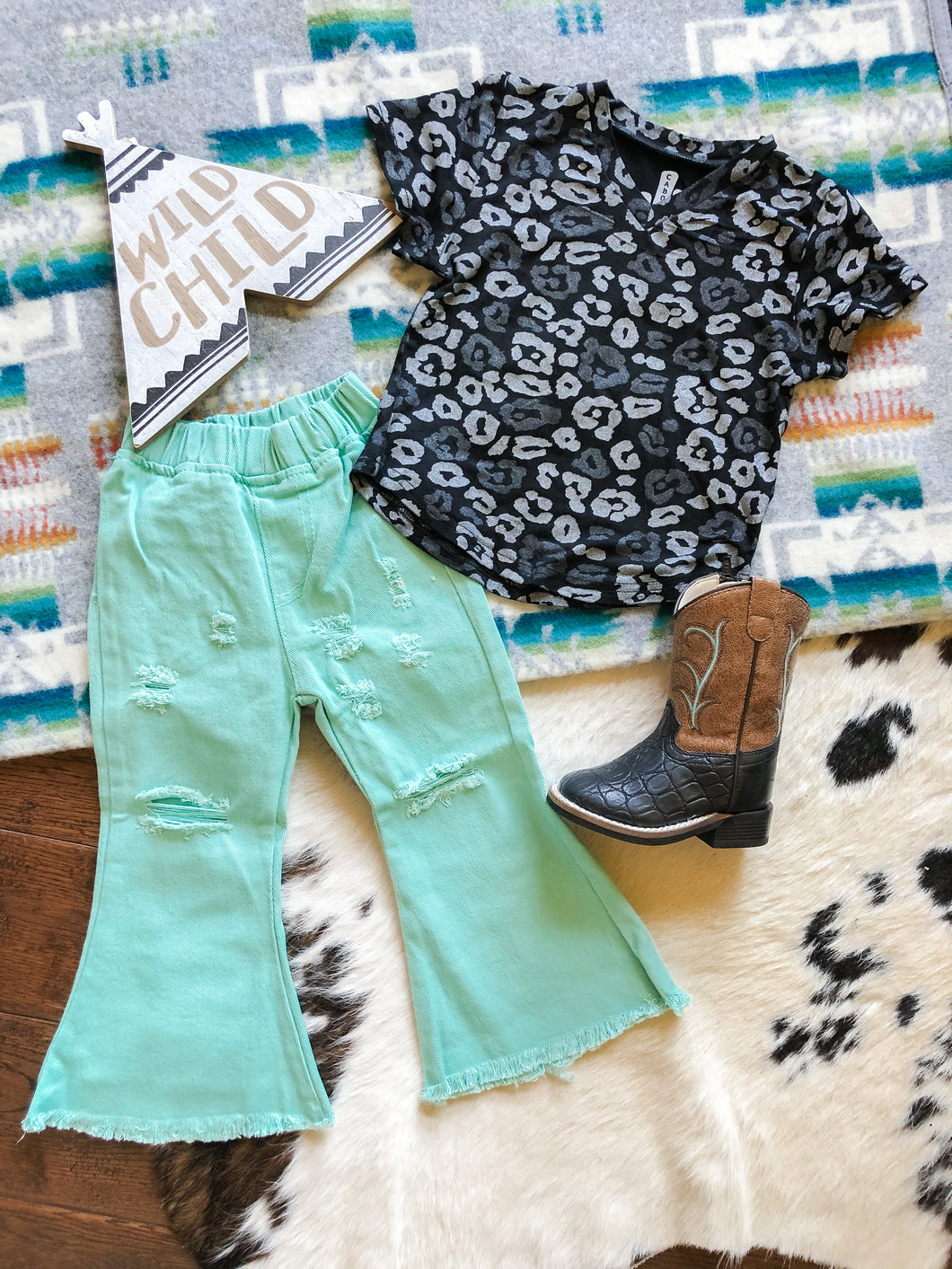 turquoise flare jean