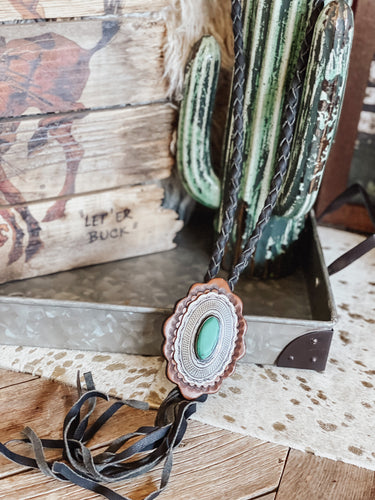 concho leather necklace 
