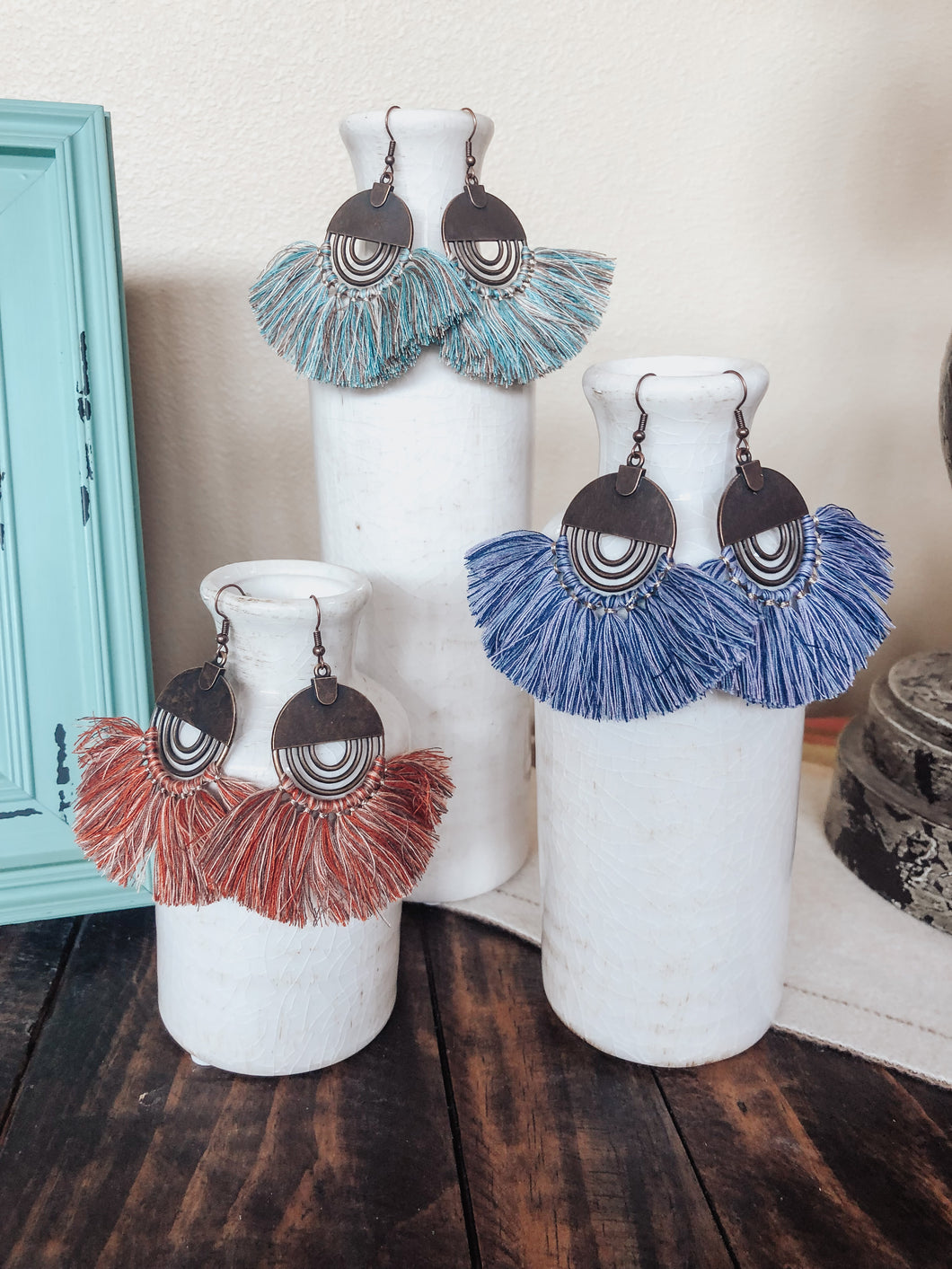turquoise fan earrings