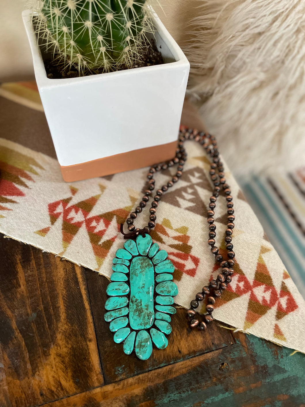turquoise cluster necklace 