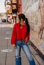 Load image into Gallery viewer, red distressed sweater
